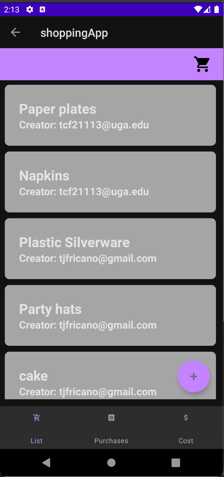 Roomate Shopping App